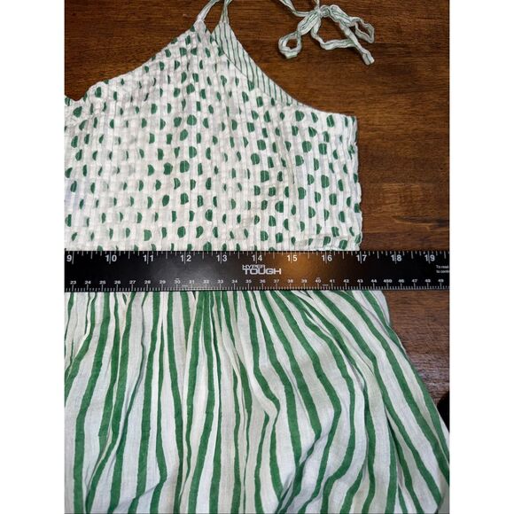 EKA Smocked Geometir Striped CottonTiered Midi Dress - Picture 5 of 6